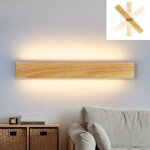 Homefire led applique murale en bois - moderne 3000k blanc chaud 52 cm design lumi�re haut et bas lampe ...