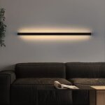 Homefire led applique murale noir - 80cm moderne design rectangulaire 3000k blanc chaud lampe murale ...