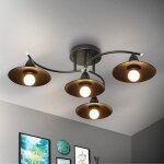 Homefire plafonnier 4 flamme e27 - noir vintage lampe de salon 61cm pour chambres � coucher couloir - ...