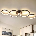 Homefire plafonnier led 3000k blanc chaud - fer aluminium et gel de silice - noir - en 4 anneaux optiques ...