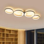 Homefire plafonnier led 37w blanc lampe de plafond 3000k blanc chaud en 4 anneaux optiques pour chambre ...