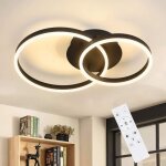 Homefire plafonnier led dimmable avec deux anneaux crois�s - aluminium et fer - noir - 59 x 40 x 12 cm ...
