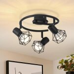 Homefire spot de plafond 3 spot e14 - vintage rond noir orientable 350� plafonnier 25cm pour salon couloir ...