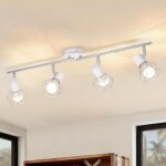 Homefire spot de plafond 4 spot e14 - blanc vintage orientable 350� plafonnier 71cm - max. 25w pour salon ...