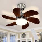 Homefire ventilateur de plafond � 6 pales avec �clairage - fer abs et acrylique - chrome - 75 x 75 x ...