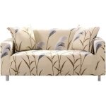 Housse de canap - pzcc - 3 places - extensible - blanc moka - microfibre synthtique