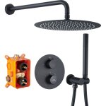 Homelody colonne de douche thermostatique 38? kit de douche encastrable noire mat corps en laiton avec ...