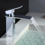 Homelody robinet salle de bain cascade mitigeur lavabo en laiton chrom� robinetterie design moderne forme ...