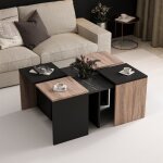 Homemania table basse owen compacte modulable - avec �tag�res - pour salon canap� - noir en bois 88 x ...