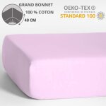 Homerokk drap housse 160 x 200 cm - 100 % coton - bonnet 40 cm - rose pale