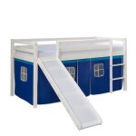 Lit mi - hauteur - homestyle4u - 2564 - bleu - 2 places - bois massif - avec toboggan