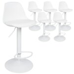 Homewell. lot de 6 - tabourets de bar � coussin en pu - blanc pur air rod one - piece.