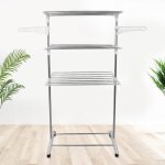 Homewell. s�choir � linge pliable int�rieur et ext�rieur portant 30 kg 3 couches blanc. 75 * 44 * 158 ...