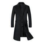 Manteau en laine homme chaud et Élégant - noir - trench - coat en laine avec revers classique Manteau en laine homme chaud et Élégant - noir - trench - coat en laine avec revers classique