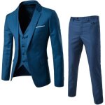 Homme costume un boutons mode slim fit 3 pices elgant business mariage costume mer bleue