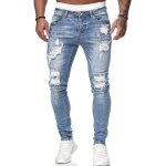 Jeans déchiré homme - fondupin - regular - bleu clair - 5 poches - fermeture éclair Jeans déchiré homme - fondupin - regular - bleu clair - 5 poches - fermeture éclair