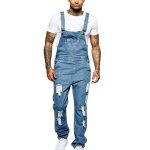 Hommes denim salopette une pice toute la longueur dchir jeans combinaison hommes slim casual jeans ...
