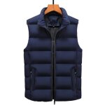 Homme doudoune sans manche gilet zippée casual chaud automne hiver grande taille - bleu Homme doudoune sans manche gilet zippée casual chaud automne hiver grande taille - bleu