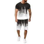 Homme ensemble short et tee shirt imprim� flamme sport homme sportswear 2 pi�ce sets ete fitness musculationbl ...