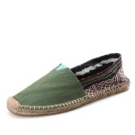 Hommes et femmes mixte espadrilles en toile cousue main vert