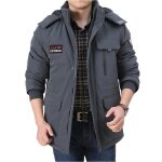 Homme manteau hiver  capuche chaude double polaire veste mi longue chaude epaisse couleur unie - gris ...