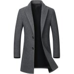 Manteau caban homme en mélange de laine gris - slim fit affaires casual epais outerwear Manteau caban homme en mélange de laine gris - slim fit affaires casual epais outerwear