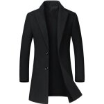 Manteau caban homme en mélange de laine noir - slim fit affaires casual epais outerwear Manteau caban homme en mélange de laine noir - slim fit affaires casual epais outerwear