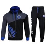 Hommes mode complet surv�tement hnl imprim� royal zipp� toison encapuchonn� haut & jogging bas