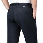 Homme pantalon business coupe droite stretch pantalon elegant taille haute couleur unie infroissable ...