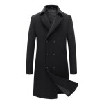 Duffle coat dhiver noir - hommes - pardessus daffaires casual en laine manteau chaud