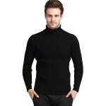 Homme sous pull col roulé slim fit en tricoté automne hiver pullover stretch couleur unie - noir Homme sous pull col roulé slim fit en tricoté automne hiver pullover stretch couleur unie - noir
