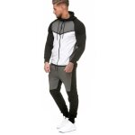 Les hommes splicing zipper sweat top pantalons ensembles sport surv�tement suit blanc