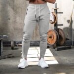 Hommes sport jogging multi - poches camouflage culturisme longues pantalons pantalons gris