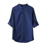 Hommes style classique chinois kung fu tang shirt tops costume 3 - 4 lin manches chemisier