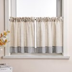 Hongya 2 pieces rideau brise bise court cuisine voilage avec cordon de serrage bistro magasins de lingerayures ...