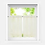 Hongya lot de 2pcs rideaux brise bise en lin semi - transparent fenetre de cuisine chambre beige l - ...