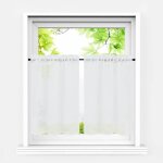Hongya lot de 2pcs rideaux brise bise en lin semi - transparent fenetre de cuisine chambre blanc l - ...