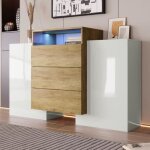 Hongya�meuble buffet salon bahut commode structur�e moderne en bois avec tiroirs de rangement - l 140 ...