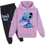 Ensemble sweatshirt et pantalon enfant - hoodies stitch - violet - confortable et rsistant
