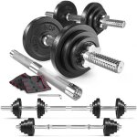 Hop - sport 2en1 set dhalt�res en fonte modulable 2 halt�res courts 1 barre dhalt�res longue barre en ...