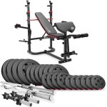 Banc de musculation pliable hs - 1065 avec ensemble dhalt�res de 105 kg de hop - sport pupitre de curl ...