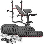 Banc de musculation pliable hs - 1065 avec ensemble dhalt�res de 135 kg de hop - sport pupitre de curl ...