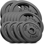 Hop - sport disques de poids en fonte 60kg ensemble de disques dhalt�res set de plaques al�sage 30 / ...