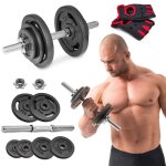 Hop - sport halt�re de musculation de 20 kg avec une barre dhalt�res courte de 40 cm et des disques en ...