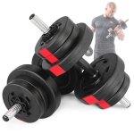 Hop - sport halt�res de musculation bitumineux 20 kg 2x10 kg avec deux barres dhalt�res de 45 cm et un ...