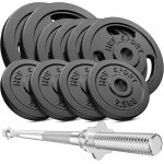 Hop - sport set dhalt�res en fonte 59 kg barre longue et disques de poids ajustables jeu dhalt�res pour ...