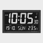 Horloge calendrier murale - radio - pilot�e - noir - temp�rature - humidit� - alarme