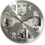 Horloge murale - argent - 40 cm - cadre photo - design contemporain - m�tal