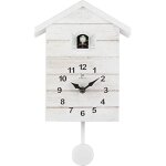 Horloge murale � coucou effet bois blanc - lowell - rond - quartz - int�rieur