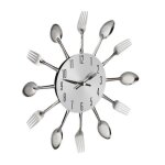 Relaxdays horloge murale couverts montre de cuisine cuill�res & fourchettes � 31 cm m�tal � pile sans ...